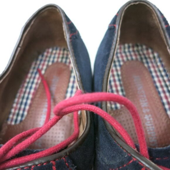 Johnston & Murphy Blue Suede Shoes Mens Wingtip Oxfords Dress Footwear Sz 8.5 M